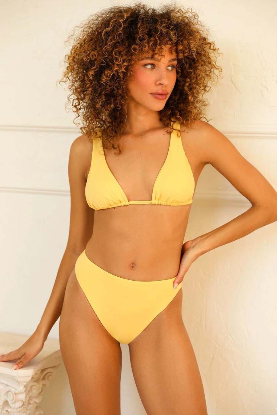 Swim Dippin' Daisy's Cheeky | Seashore Cheeky High Waisted Bikini Bottom Mellow Yellow