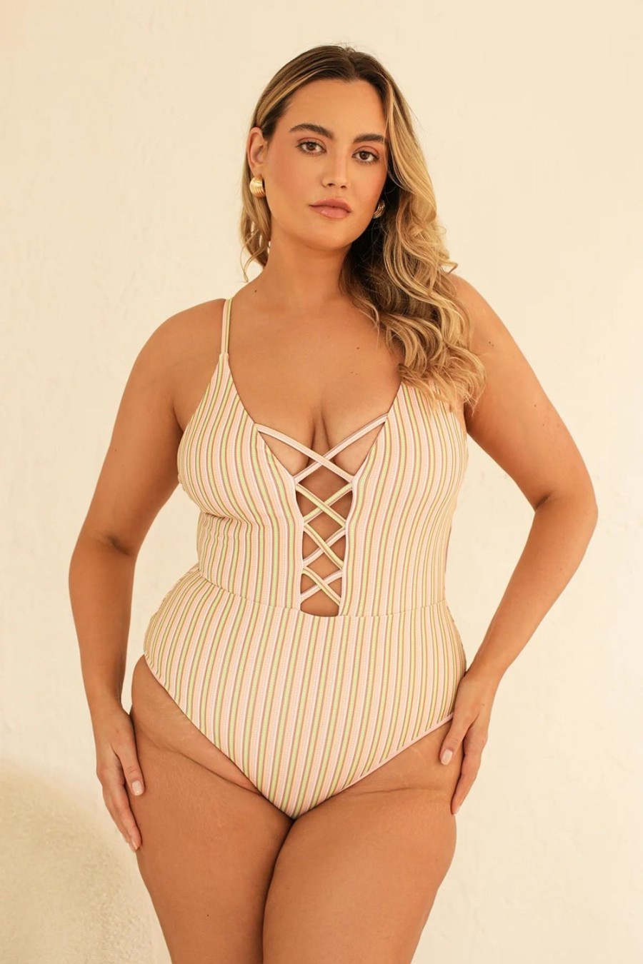 Swim Dippin' Daisy's Moderate | Bliss Moderate Coverage One Piece Nostalgia Stripe