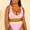 Swim Dippin' Daisy's Bottoms | Ultra Bottom Checked Out (Pink/Yellow)