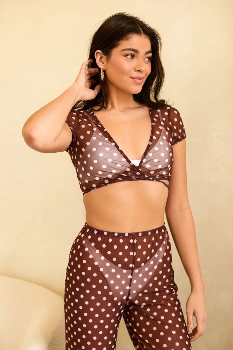 Swim Dippin' Daisy's Coverups | Cher Top Dotted Brown