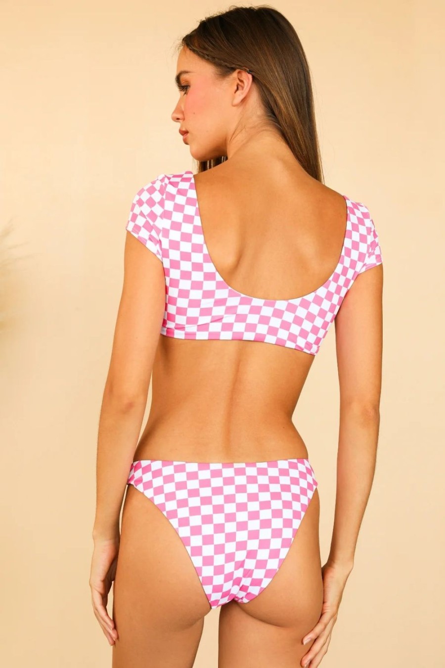 Swim Dippin' Daisy's Cheeky | Quinn Bottom Checked Out Pink