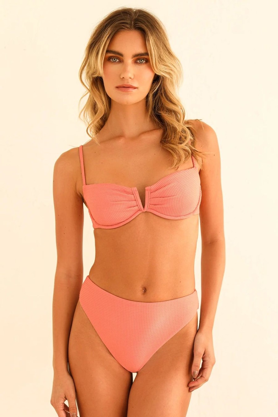 Swim Dippin' Daisy's Cheeky | Seashore High Waisted Bikini Bottom Tea Rose