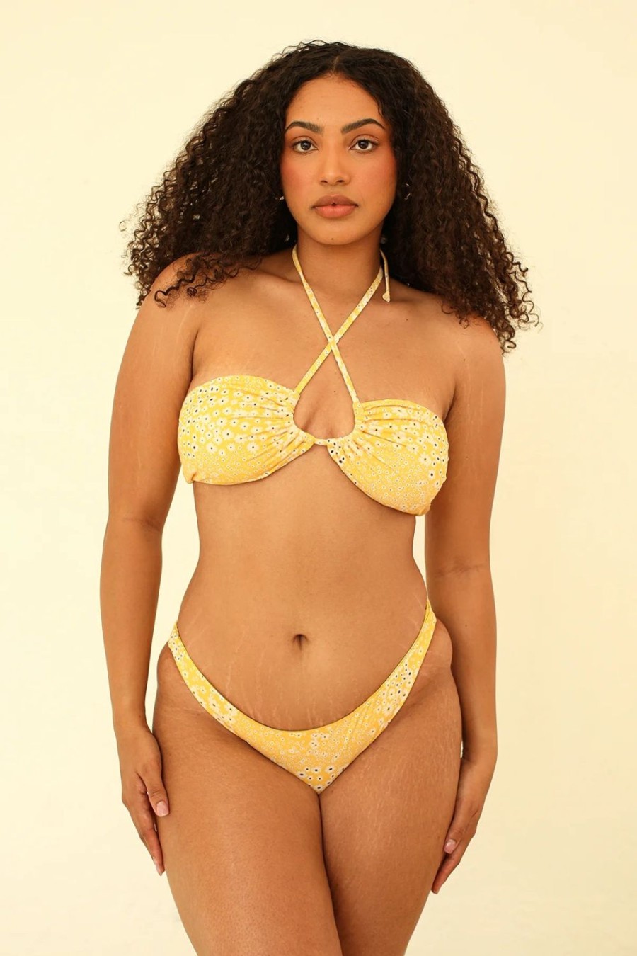 Swim Dippin' Daisy's Cheeky | Palma Scrunch Back Cheeky Bikini Bottom Golden Ditsy