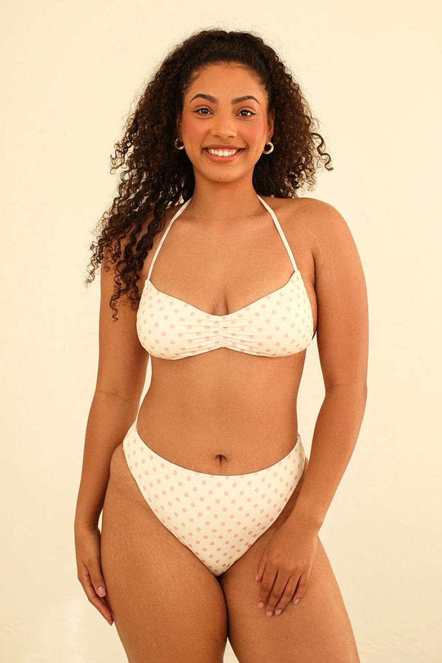 Swim Dippin' Daisy's Bandeau | Christina Tie Straps Bandeau Bikini Top Dotted Pink