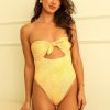 Swim Dippin' Daisy's Cheeky | Devon Strapless One Piece Golden Ditsy