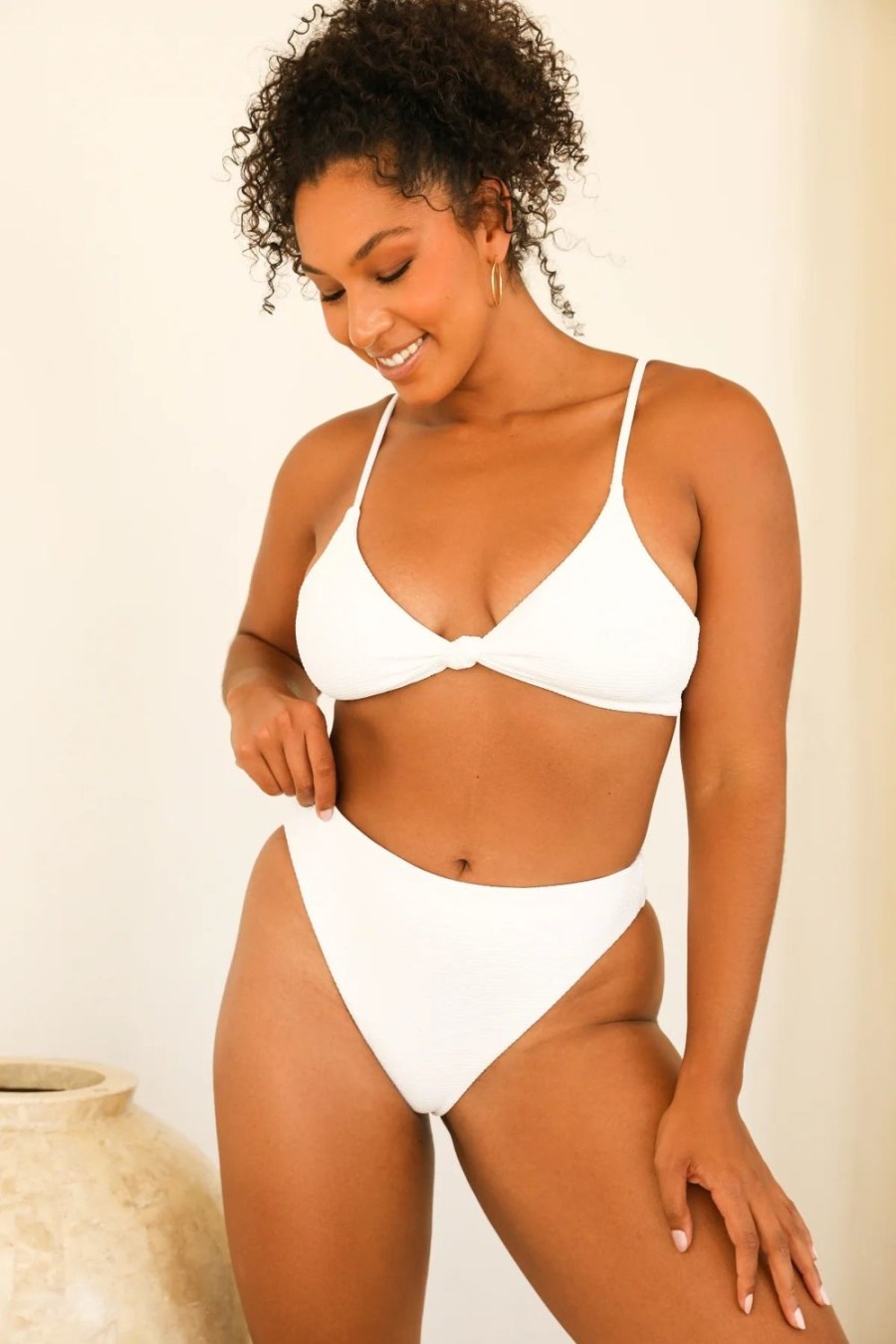 Swim Dippin' Daisy's High Waist | Seashore Bottom White Waffle