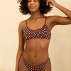 Swim Dippin' Daisy's The Full Scoop | Redondo Adjustable Strap Bikini Top Dotted Brown