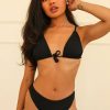 Swim Dippin' Daisy's Triangle | Cove Tie Front Triangle Bikini Top Black Rib