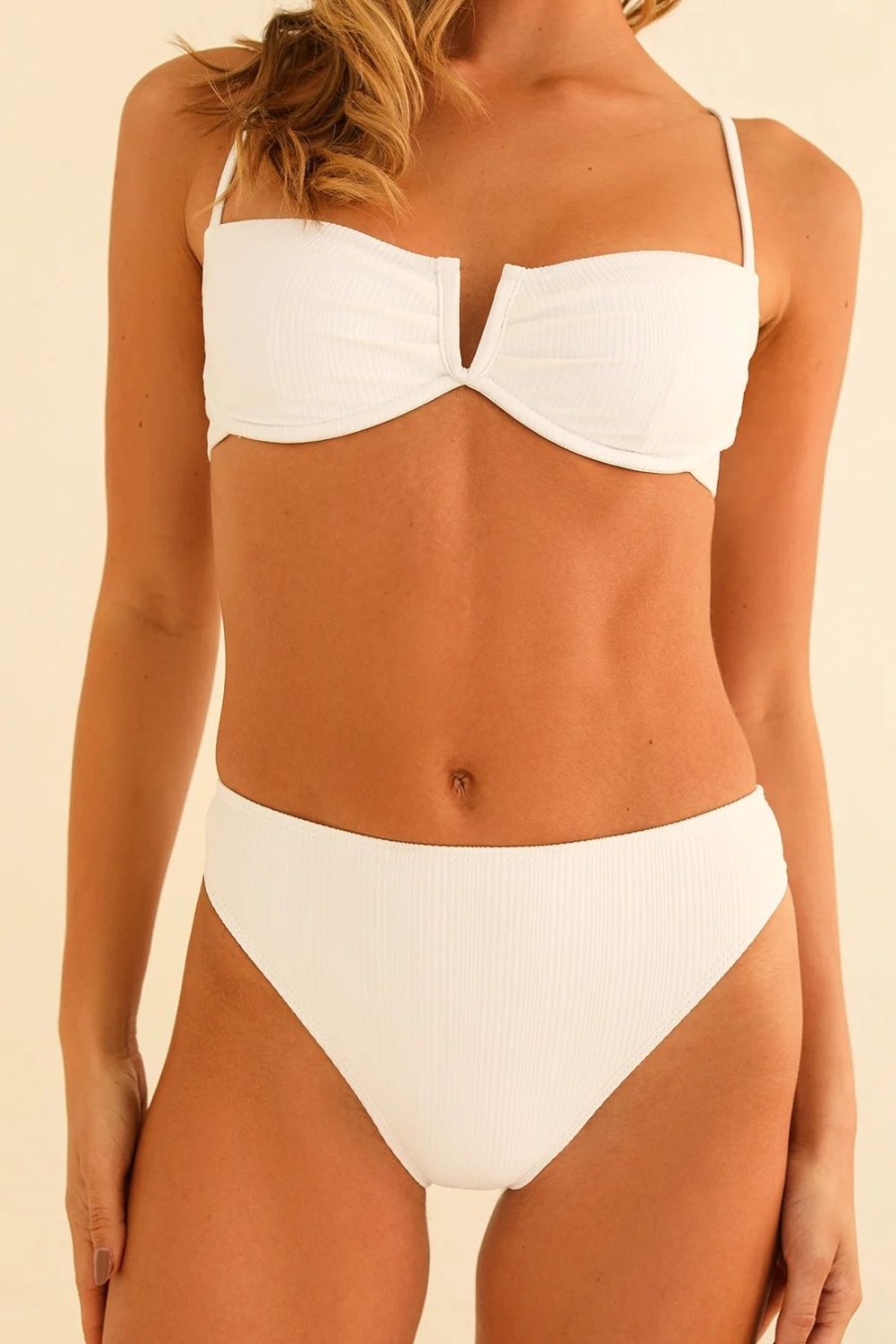 Swim Dippin' Daisy's High Waist | Seashore High Waisted Bikini Bottom White Rib