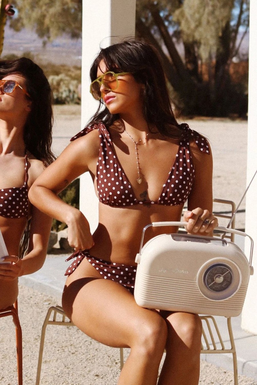 Swim Dippin' Daisy's Triangle | Lola Triangle Bikini Top Dotted Brown