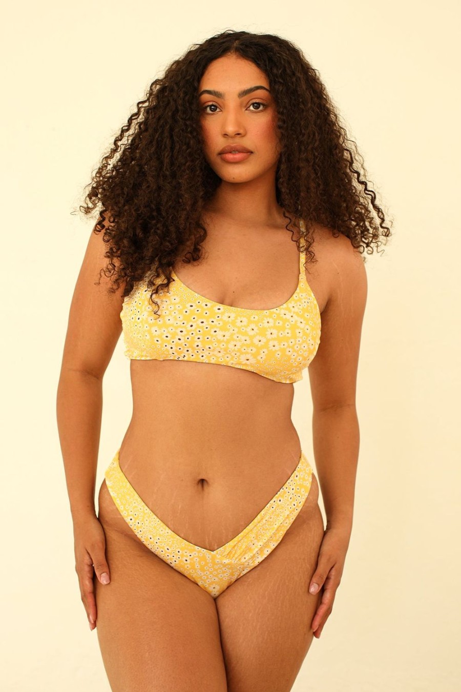 Swim Dippin' Daisy's Cheeky | Angel Cheeky Bikini Bottom Golden Ditsy