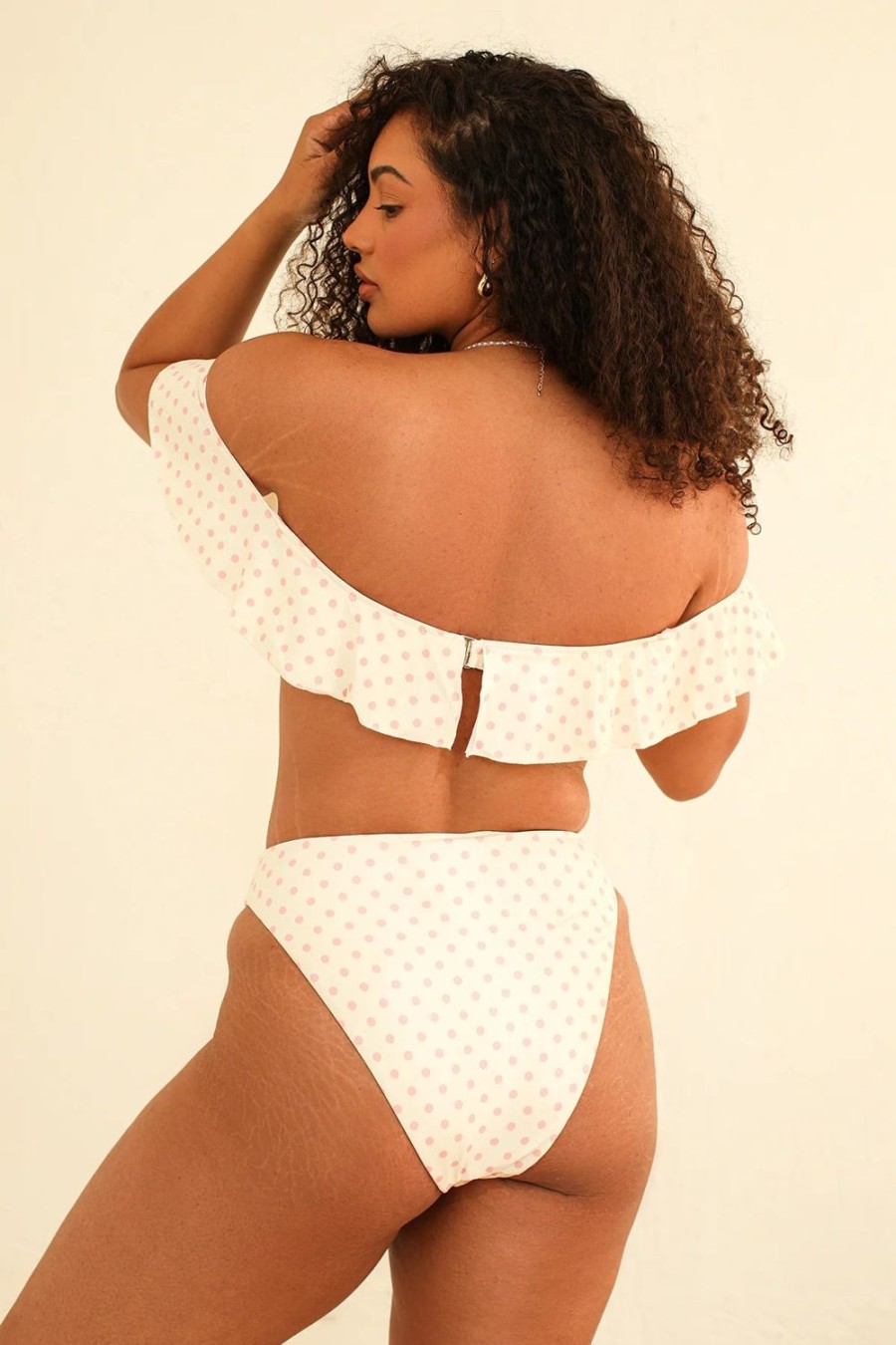 Swim Dippin' Daisy's Bottoms | Seashore High Waist Cheeky Bikini Bottom Dotted Pink