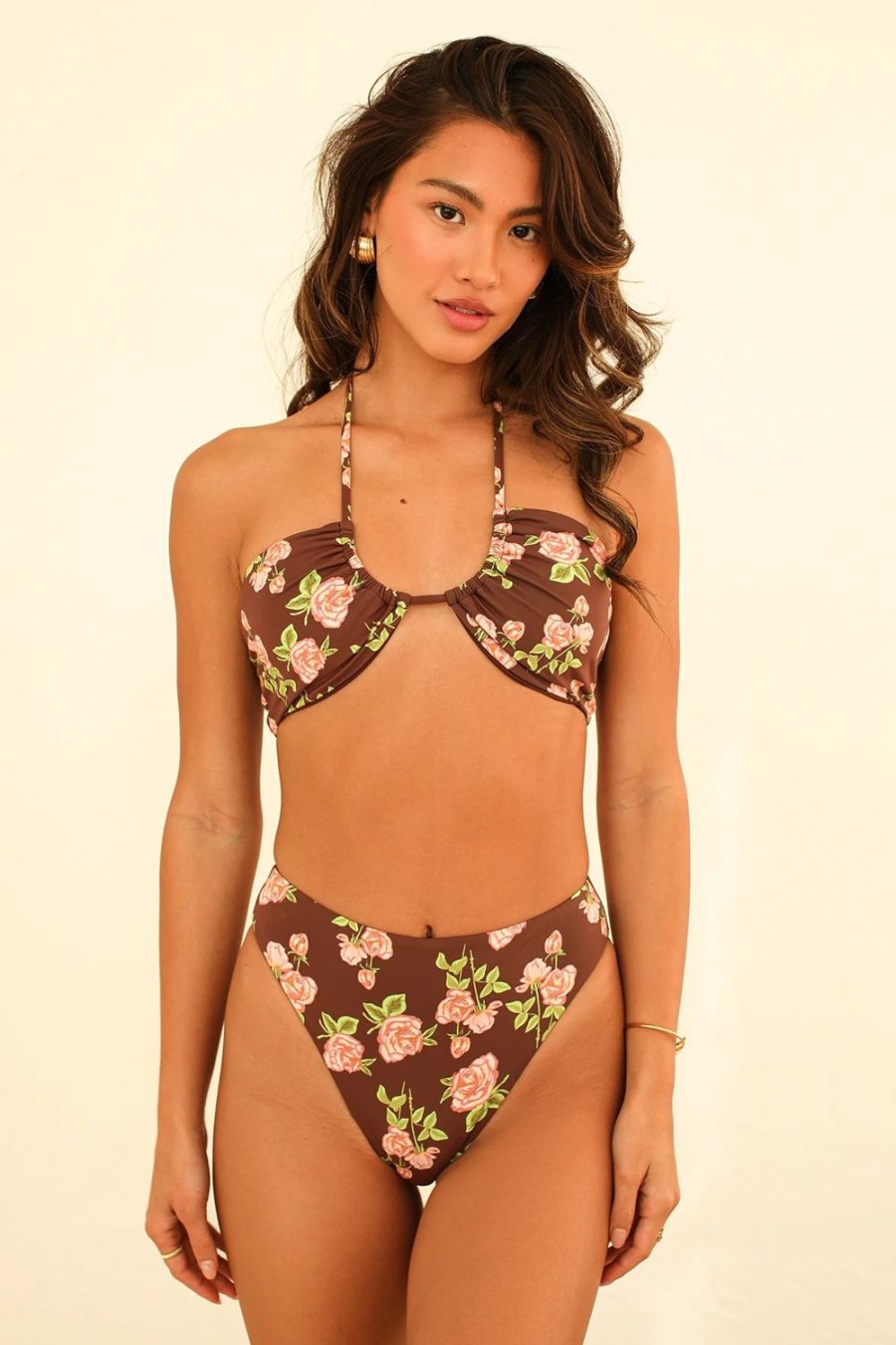 Swim Dippin' Daisy's Bandeau | Amalfi String Tie Bandeau Bikini Top Rosebud