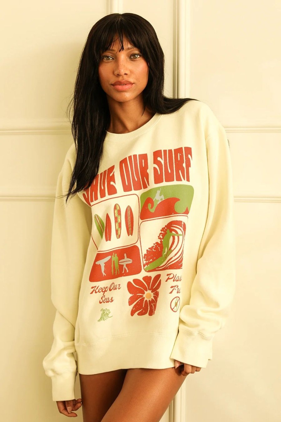 Clothing Dippin' Daisy's | Save Our Surf Long Sleeve Crewneck Reef