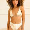 Swim Dippin' Daisy's Bottoms | Seashore Cheeky High Waisted Bikini Bottom Rad Plaid