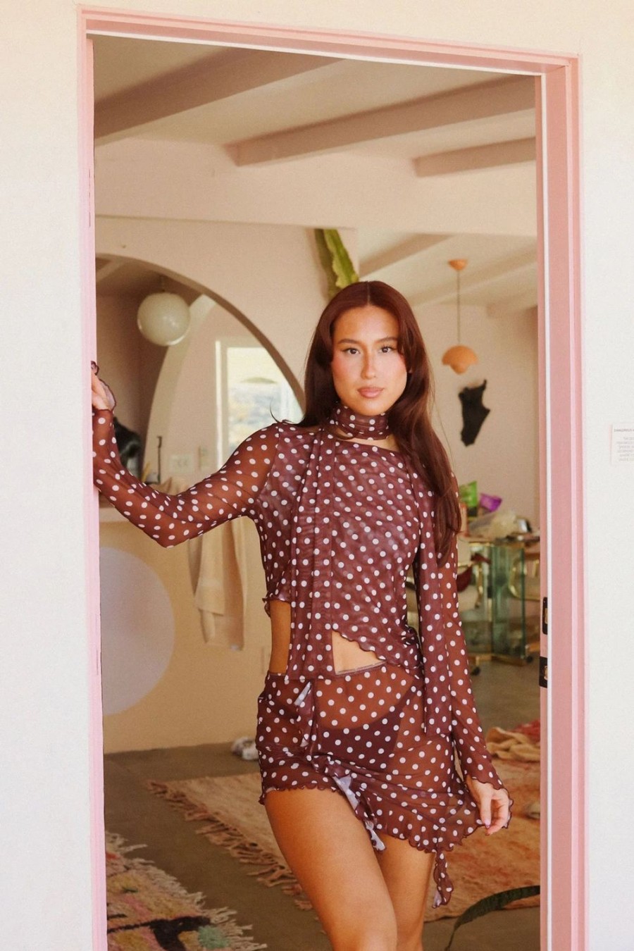 Swim Dippin' Daisy's Coverups | Love Story Set Dotted Brown